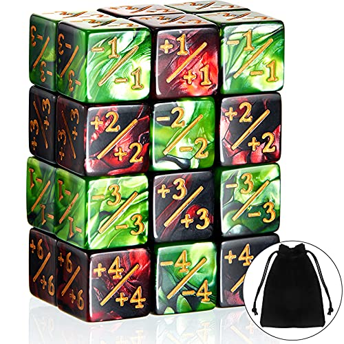 Sumind 24 Stück Würfel Zähler Zeichen Würfel D6 Würfel Loyalität Zähler Würfel Kompatibel mit MTG, CCG, Kartenspiel Zubehör, 2 Arten (Stilvoller Stil) von Sumind