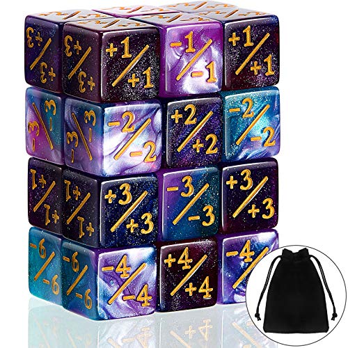 24 Stücke Würfel Zähler Zeichen Würfel D6 Würfel Loyalität Zähler Würfel Kompatibel mit MTG, CCG, Kartenspiel Zubehör, 2 Arten von Sumind