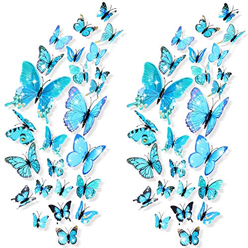 48 Stück Wandaufkleber Schmetterling 3D Abnehmbare Wandaufkleber Schmetterling Schmetterling Bling für DIY Büro Party und Raumdekoration (nur Schicht) von Sumind