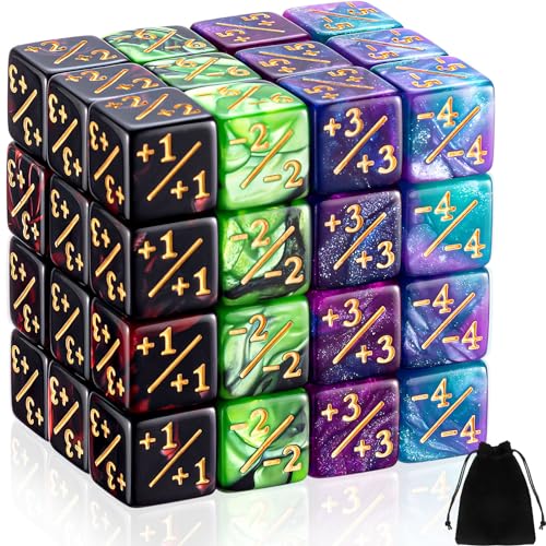 48 Pièces Compteurs de Dés Jeton Dés Dés D6 Dés de Fidélité de Cube Avec 2 Sacs de Rangement Compatible Avec MTG, CCG, Accessoire de Jeu de Cartes, 4 Styles von Sumind