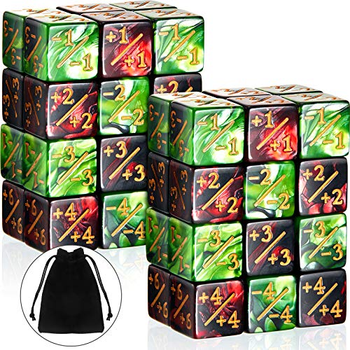 Sumind 24 Stück Würfel Zähler Zeichen Würfel D6 Würfel Loyalität Zähler Würfel Kompatibel mit MTG, CCG, Kartenspiel Zubehör, 2 Arten (Stilvoller Stil) von Sumind