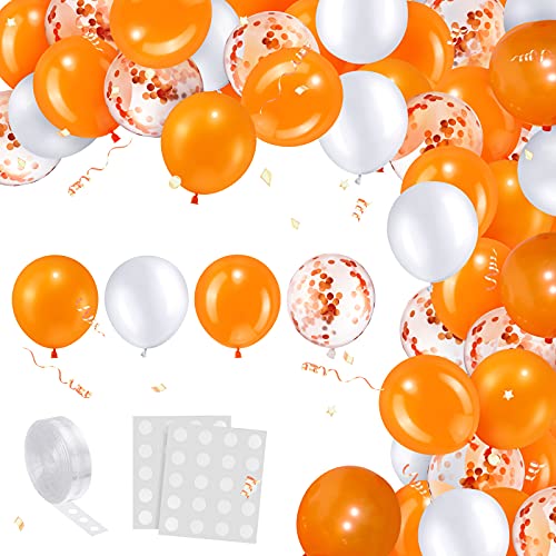 73 Stücke Ballon Girlande Bogen Kit mit Silber Bunt Ballon Latex Luftballons für Geburtstag Hochzeit Baby Shower Party Dekoration (Weiß Matt, Orange Matt, Perlorange, Orange Konfetti) von Sumind