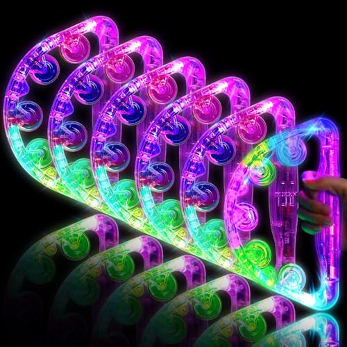 Sumind LED-Tamburin – 12 Stück, 21,8 x 13,5 cm, musikalisches blinkendes Handheld-Percussion-Instrument für Männer und Frauen, Party, zufällige Farbe Sumind LED-Tamburin – 12 Stück, 21,8 x 13,5 cm, musikalisches blinkendes Handheld-Percussion-Instrument für Männer und Frauen, Party, zufällige Farbe von Sumind