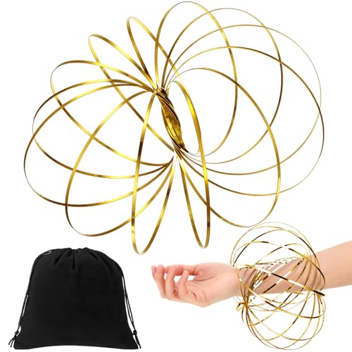 Sumind Durchflussringe Spielzeug 3D Arm Feder Magisch Durchflussring Edelstahl Multisensorisch Pädagogisch und Interaktiv Feder Spielzeug mit Schwarzem Samt Beutel für Antistress Spielzeug(Orange) von Sumind