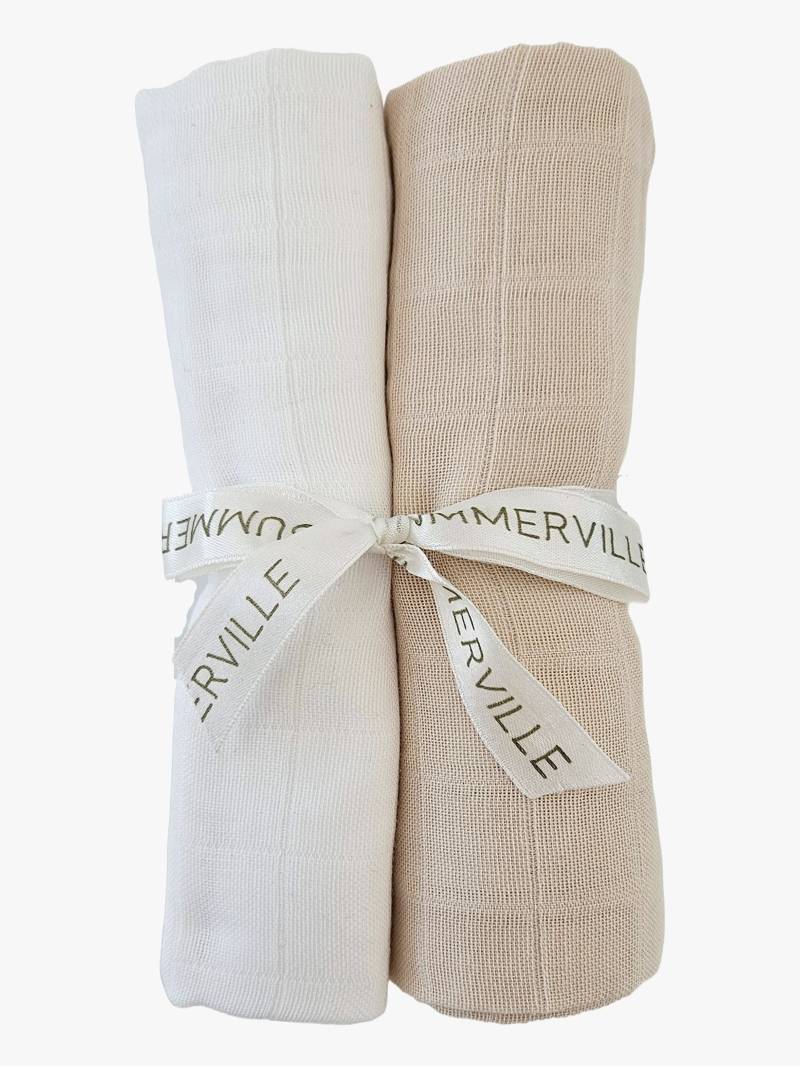 Summerville Organic Musselintuch 2er-Pack, Sandshell/White von Summerville