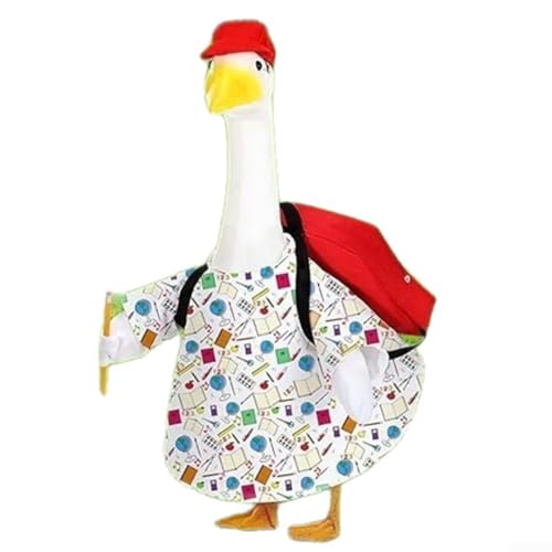 Sumsoctober Back to School Veranda Gans Outfit Set für 23 Zoll Statue Rasen Garten Dekoration Komplettes Kostüm mit Hut, Rucksack und Stift von Sumsoctober