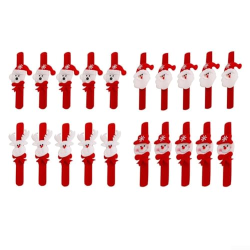 Sumsoctober Weihnachts-Armbänder, 20 Stück, Metall-Plüsch-Armbänder mit Weihnachtsmann, Rentier, Schneemann, Bären-Muster, für Kinderparty von Sumsoctober