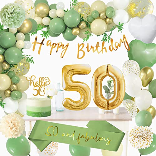 50 Geburtstag Deko Frauen, Deko 50 Geburtstag Männer, Grün Gold Geburtstagsdeko 50 Luftballon mit Happy Birthday Banner, Ballon Girlande Pompons Grün für Frau Mann 50. Geburtstag Dekorationen 50 Geburtstag Deko Frauen, Deko 50 Geburtstag Männer, Grün Gold Geburtstagsdeko 50 Luftballon mit Happy Birthday Banner, Ballon Girlande Pompons Grün für Frau Mann 50. Geburtstag Dekorationen von Sumtoco