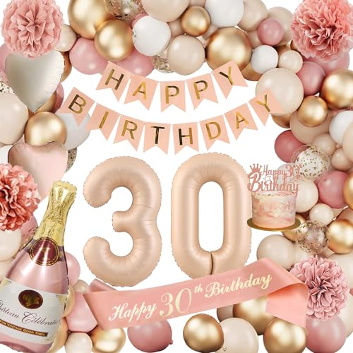 Deko 30 Geburtstag Frauen, Geburtstagsdeko 30, Zahlen Luftballon 30. Geburtstag, 30 Retro Rosa Ballon Girlande mit Girlande Geburtstag, Champagner Ballon, Seidenpapier Pompons für Frau Party Deko Deko 30 Geburtstag Frauen, Geburtstagsdeko 30, Zahlen Luftballon 30. Geburtstag, 30 Retro Rosa Ballon Girlande mit Girlande Geburtstag, Champagner Ballon, Seidenpapier Pompons für Frau Party Deko von Sumtoco