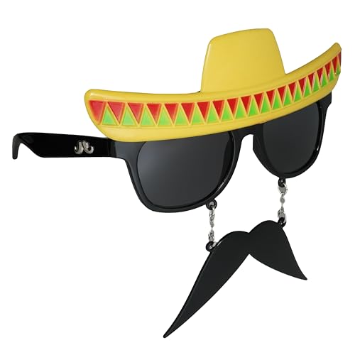 Sun-Staches - Fiesta-Sonnenbrille, sofortiges Kostüm, Partyzubehör, UV400, Unisex, Erwachsene, Einheitsgröße Sun-Staches - Fiesta-Sonnenbrille, sofortiges Kostüm, Partyzubehör, UV400, Unisex, Erwachsene, Einheitsgröße von Sun-Staches