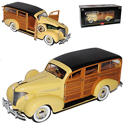 Sun Star Chevrolet Woody Station Wagon Cream Beige 1939 1/18 Modell Auto von Sun Star