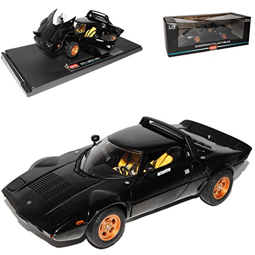 Sun Star Lancia Stratos Stradale Schwarz 1/18 Modell Auto mit individiuellem Wunschkennzeichen von Sun Star