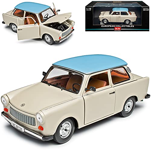 Sun Star Trabant 601 Deluxe Limousine Beige mit Blauem Dach DDR 1964-1990 1/18 Modell Auto mit individiuellem Wunschkennzeichen von Sun Star