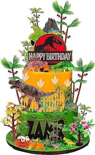 SunAurora 40 Stück Dinosaurier Kuchenaufsätze,Kuchendeko Dinosaurier,Deko Palme Kuchenaufsatz,Bäume Kuchen Dekorationen,für Dinosaurier-Thema Miniatur Deko oder Cake Topper von SunAurora