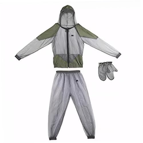 1 Set Moskito-Anzug, durchscheinende, atmungsaktive Anti-Mücken-Kleidung mit Reißverschluss – Jacke, Kapuze & Hose & Handschuhe, leichte Netzkleidung zum Schutz beim Jagen, Angeln, Herren, Damen 1 Set Moskito-Anzug, durchscheinende, atmungsaktive Anti-Mücken-Kleidung mit Reißverschluss – Jacke, Kapuze & Hose & Handschuhe, leichte Netzkleidung zum Schutz beim Jagen, Angeln, Herren, Damen von SunaOmni