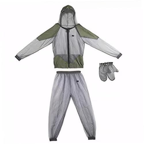 1 Set Mückenanzug, durchscheinende, atmungsaktive Anti-Mücken-Kleidung mit Reißverschluss – Jacke, Kapuze & Hose & Handschuhe, leichte Netzkleidung zum Schutz beim Jagen, Angeln, Herren, Damen, L 1 Set Mückenanzug, durchscheinende, atmungsaktive Anti-Mücken-Kleidung mit Reißverschluss – Jacke, Kapuze & Hose & Handschuhe, leichte Netzkleidung zum Schutz beim Jagen, Angeln, Herren, Damen, L von SunaOmni