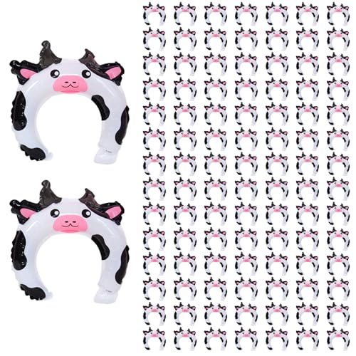 100 Stück aufblasbare Tier-Stirnbänder, Kuh-Tierballons aus Aluminiumfolie, Haarreifen für Kinder-Mottoparty, Geburtstagsparty, Gastgeschenke, aufblasbare Tiere, Tierballons von SunaOmni