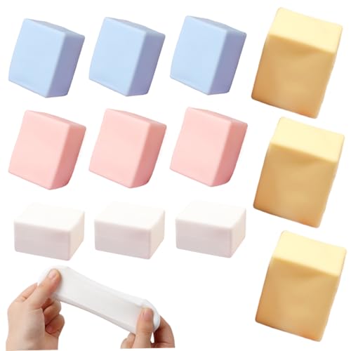12 Stressbälle, Tofu-Stressbälle für Erwachsene, weiches Stressspielzeug aus TPR, zur Angstlinderung für Kinder und Erwachsene, 3 Farben, Tofu-Stressball mit langsamer Steigerung, Ges von SunaOmni