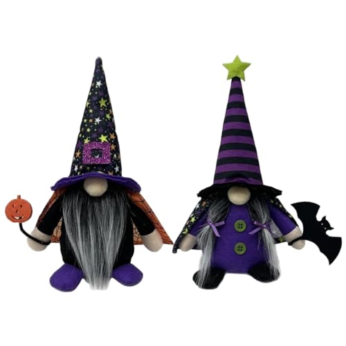 2 Stück Halloween-Zwerge, lustige gesichtslose Plüschzwerge mit Hut und Umhang, Küchenhexenpuppen-Dekorationen für den Halloween-Partytisch zu Hause. Küchenhexenpuppe, Zwerge, Plüschzwerge, Dekor von SunaOmni
