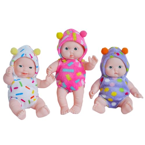 3er-Set realistische Babypuppen, 13 cm große Vinyl-Babypuppe mit leicht an- und auszuziehender Kleidung, DIY-Set für Neugeborene-Babypuppen für fantasievolles Spielen und zum Verschenken, Neugebo 3er-Set realistische Babypuppen, 13 cm große Vinyl-Babypuppe mit leicht an- und auszuziehender Kleidung, DIY-Set für Neugeborene-Babypuppen für fantasievolles Spielen und zum Verschenken, Neugebo von SunaOmni
