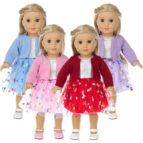 4 Sets 18 Zoll Puppenkleidung, schönes Kleid und Strickjacke Puppenkleidung mit Schmetterlingen, 4 Farben Babypuppenkleidung für 18 Zoll Mädchen Puppenzubehör, Stil 2 Babypuppenkleidung 4 Sets 18 Zoll Puppenkleidung, schönes Kleid und Strickjacke Puppenkleidung mit Schmetterlingen, 4 Farben Babypuppenkleidung für 18 Zoll Mädchen Puppenzubehör, Stil 2 Babypuppenkleidung von SunaOmni