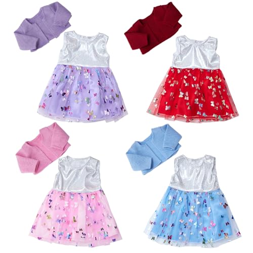 4 Sets 18 Zoll Puppenkleidung, schönes Kleid und Strickjacke Puppenkleidung mit Schmetterlingen, 4 Farben Babypuppenkleidung für 18 Zoll Mädchenpuppenzubehör, Stil 2 Babypuppenkleidung 18in Puppe 4 Sets 18 Zoll Puppenkleidung, schönes Kleid und Strickjacke Puppenkleidung mit Schmetterlingen, 4 Farben Babypuppenkleidung für 18 Zoll Mädchenpuppenzubehör, Stil 2 Babypuppenkleidung 18in Puppe von SunaOmni