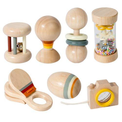 7-teiliges Set aus Holz-Babyrassel, Bio-Natur-Babyrassel mit Regenstab, Handglocke, Sandball und mehr, Montessori-Holzrassel für Jungen und Mädchen, Geburtstagsgeschenk, Holzrassel 7-teiliges Set aus Holz-Babyrassel, Bio-Natur-Babyrassel mit Regenstab, Handglocke, Sandball und mehr, Montessori-Holzrassel für Jungen und Mädchen, Geburtstagsgeschenk, Holzrassel von SunaOmni