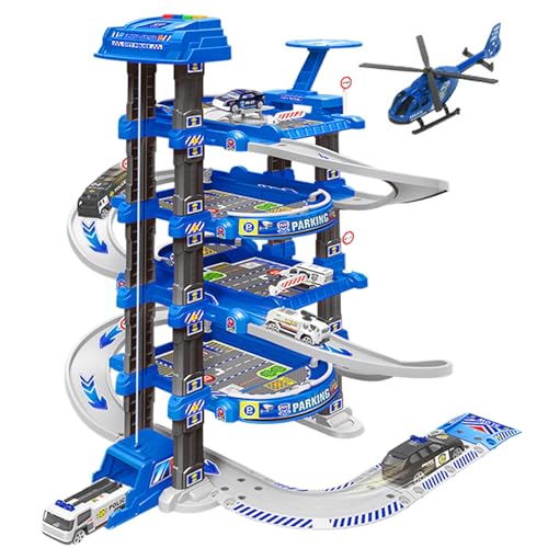 Autogarage-Spielzeug, 1 Set, 4-stöckige Spielzeugautogarage mit Polizeithema, Hubschrauberlandeplatz und Lifter, einfach zu montierende Spielzeugautorampe mit Launcher, interaktive Entwicklungs-S Autogarage-Spielzeug, 1 Set, 4-stöckige Spielzeugautogarage mit Polizeithema, Hubschrauberlandeplatz und Lifter, einfach zu montierende Spielzeugautorampe mit Launcher, interaktive Entwicklungs-S von SunaOmni