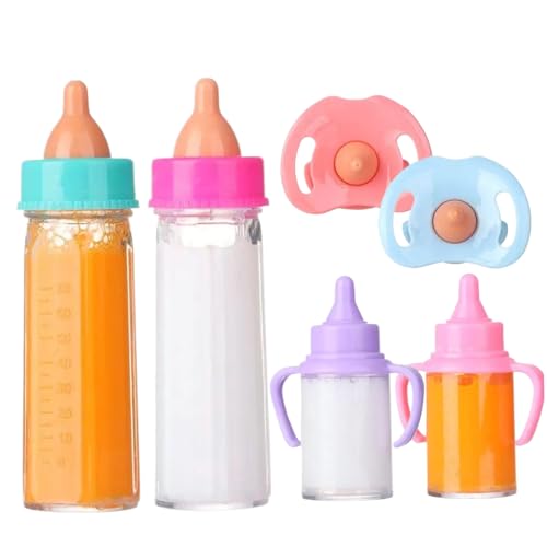 Babypuppenflaschen mit Schnullern, 6-teilig/Set, simulierte Babyflaschen für Puppen mit verschwindender Milch oder Saft, Zubehör für Rollenspiele, Geschenk für Kinder, Babypuppenflaschen mit vers Babypuppenflaschen mit Schnullern, 6-teilig/Set, simulierte Babyflaschen für Puppen mit verschwindender Milch oder Saft, Zubehör für Rollenspiele, Geschenk für Kinder, Babypuppenflaschen mit vers von SunaOmni