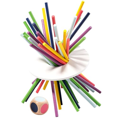 Balance Game, Brettspiele umfassen Stick, Disc & Dice, Glatte Holzmontessori -Spielzeug, farbenfrohe Bildungsspielzeug für Mädchen und Jungen von SunaOmni