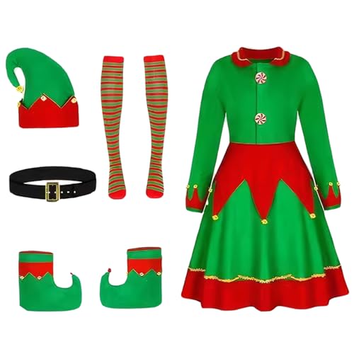 Elfenkostüm mit Elfenhut, Schuhen, Gürtel und Socken, Elfenkostüm für Damen, modisches Weihnachtselfenkostüm, weich und warm, für Damen, Geburtstagsgeschenke, Weihnachtsfeier, Cosplay, L, Weihnac Elfenkostüm mit Elfenhut, Schuhen, Gürtel und Socken, Elfenkostüm für Damen, modisches Weihnachtselfenkostüm, weich und warm, für Damen, Geburtstagsgeschenke, Weihnachtsfeier, Cosplay, L, Weihnac von SunaOmni