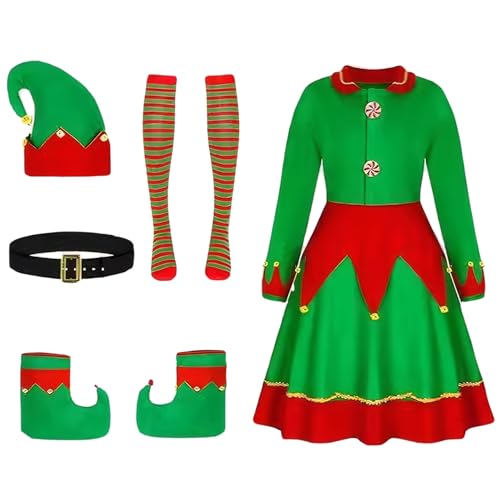 Elfenkostüm mit Elfenhut, Schuhen, Gürtel und Socken, Elfenkostüm für Damen, modisches Weihnachtselfenkostüm, weich und warm, für Damen, Geburtstagsgeschenke, Weihnachtsfeier, Cosplay, XL, Weihna Elfenkostüm mit Elfenhut, Schuhen, Gürtel und Socken, Elfenkostüm für Damen, modisches Weihnachtselfenkostüm, weich und warm, für Damen, Geburtstagsgeschenke, Weihnachtsfeier, Cosplay, XL, Weihna von SunaOmni