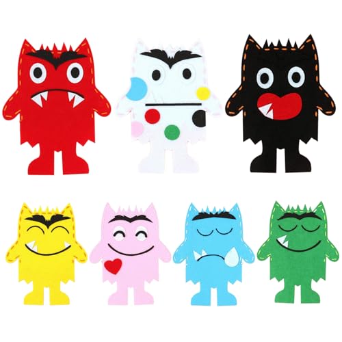 Farbige Monster-Handpuppen, 7 Stück Plüsch-Fingerpuppen zum Thema emotionale Traurigkeit, Monsterpuppe aus Vliesstoff, DIY-Sockenpuppe zum frühen Lernen für Geburtstagsfeiern, Fingerpuppen für vo Farbige Monster-Handpuppen, 7 Stück Plüsch-Fingerpuppen zum Thema emotionale Traurigkeit, Monsterpuppe aus Vliesstoff, DIY-Sockenpuppe zum frühen Lernen für Geburtstagsfeiern, Fingerpuppen für vo von SunaOmni