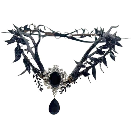 Geweihkrone, gotische Schwarze Feenkrone, Vintage, Exquisite Blumenkrone mit Kristall und Band, dekorative Blattkrone für Frauen und Mädchen, Tiaras für Halloween, Blumenkrone, Blattkrone, Tiaras für Geweihkrone, gotische Schwarze Feenkrone, Vintage, Exquisite Blumenkrone mit Kristall und Band, dekorative Blattkrone für Frauen und Mädchen, Tiaras für Halloween, Blumenkrone, Blattkrone, Tiaras für von SunaOmni