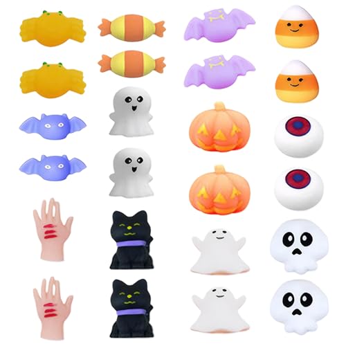 Halloween-Quetschspielzeug, 24-teilig/Set, Stressspielzeug mit Halloween-Motiven für Kinder und Erwachsene, Cartoon-Design, Bezauberndes -Spielzeug für -Leckereien, Keine Süßigk von SunaOmni