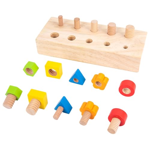 Holzschraubenspielzeug für Kinder ab 3 Jahren, sicheres sensorisches Spielzeug, pädagogischer Farb- und Formsortierer, Must-Haves für das Vorschulklassenzimmer für Jungen und Mädchen, Geschenkfor von SunaOmni