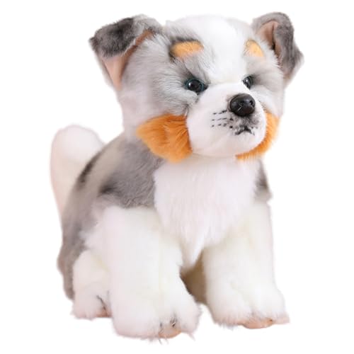 Hundeplüschtier, 25, 4 cm, lebensechte Sitzhaltung, australischer Hund, Stofftier aus Baumwolle, entzückendes und kuscheliges Plüschtier für Zuhause, Büro, Party, ausgestopfter Hund, Tierplüsch, H von SunaOmni