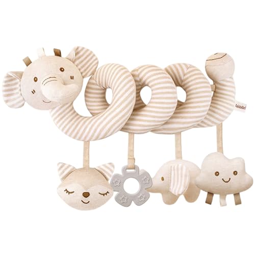Kinderwagenspielzeug, Spiralplüschtiere, Hängespielzeug fürs Kinderbett, Quietschendes Windspiel für die frühe pädagogische sensorische Aktivität für Neugeborene von 0–6 Monaten, Elefanten-Autosi Kinderwagenspielzeug, Spiralplüschtiere, Hängespielzeug fürs Kinderbett, Quietschendes Windspiel für die frühe pädagogische sensorische Aktivität für Neugeborene von 0–6 Monaten, Elefanten-Autosi von SunaOmni