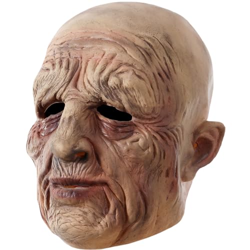 Maske des alten Mannes, faltig, für den ganzen Kopf, für Halloween, realistische Gesichtsmaske mit Augenlöchern, atmungsaktiv, flexibel, weiche Latexmaske für Maskenball-Party-Requisiten, realist Maske des alten Mannes, faltig, für den ganzen Kopf, für Halloween, realistische Gesichtsmaske mit Augenlöchern, atmungsaktiv, flexibel, weiche Latexmaske für Maskenball-Party-Requisiten, realist von SunaOmni