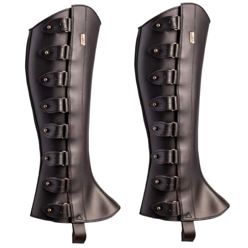 Mittelalterliche Beinpanzerung, 1 Paar, Renaissance-Stiefelüberzüge, Beingamaschen aus PU-Leder mit Fixierer, verstellbar, mittelalterliches Kostüm für Party, Cosplay, Halloween, schwarzes mittel Mittelalterliche Beinpanzerung, 1 Paar, Renaissance-Stiefelüberzüge, Beingamaschen aus PU-Leder mit Fixierer, verstellbar, mittelalterliches Kostüm für Party, Cosplay, Halloween, schwarzes mittel von SunaOmni