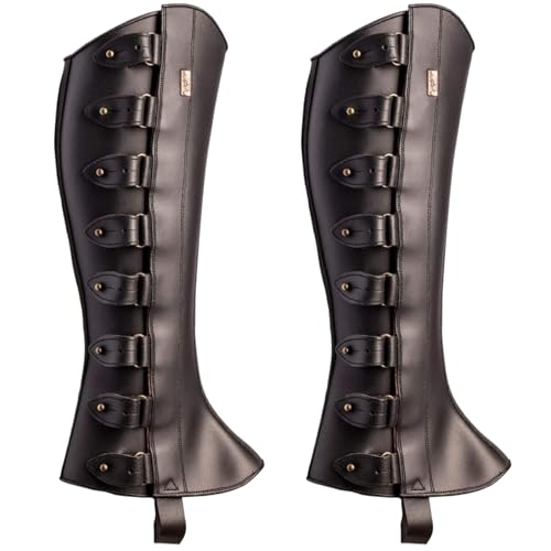 Mittelalterliche Beinpanzerung, 1 Paar, Renaissance-Stiefelüberzüge, Beingamaschen aus PU-Leder mit Fixierer, verstellbar, mittelalterliches Kostüm für Party, Cosplay, Halloween, schwarzes mittel Mittelalterliche Beinpanzerung, 1 Paar, Renaissance-Stiefelüberzüge, Beingamaschen aus PU-Leder mit Fixierer, verstellbar, mittelalterliches Kostüm für Party, Cosplay, Halloween, schwarzes mittel von SunaOmni