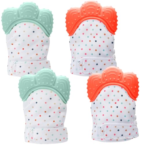 Paar Beißfäustlinge, verstellbarer Beißhandschuh aus lebensmittelechtem Silikon mit integrierter Phonmembran, sensorisch stimulierender Beißhandschuh für 3–6 Monate alte Babys, Beißfäustlinge für Paar Beißfäustlinge, verstellbarer Beißhandschuh aus lebensmittelechtem Silikon mit integrierter Phonmembran, sensorisch stimulierender Beißhandschuh für 3–6 Monate alte Babys, Beißfäustlinge für von SunaOmni