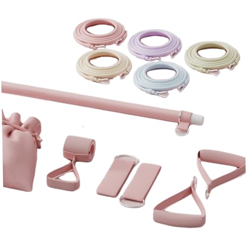 Pilates-Set mit 5 verstellbaren Widerstandsbändern, elastisches Pilates-Essentials-Kit für Heimfitness, Stretching, Krafttraining, Essentials-Kit für Frauen, Stange, Board Pilates-Set mit 5 verstellbaren Widerstandsbändern, elastisches Pilates-Essentials-Kit für Heimfitness, Stretching, Krafttraining, Essentials-Kit für Frauen, Stange, Board von SunaOmni