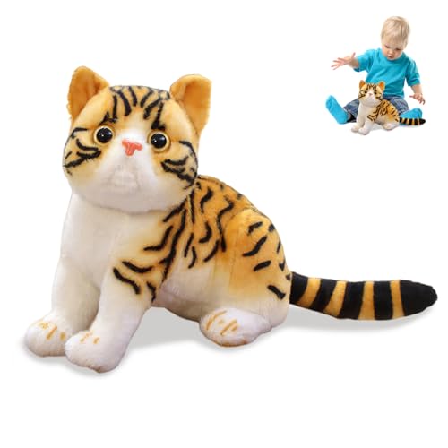 Plüschkatze, 26 cm, Simulationskatzenkissen, weicher und bequemer Katzenplüsch, lebendiges und realistisches Katzenspielzeug, süßes Stofftierkissen, Katzenpuppenmodell, Plüschtiere, Geschenke für Plüschkatze, 26 cm, Simulationskatzenkissen, weicher und bequemer Katzenplüsch, lebendiges und realistisches Katzenspielzeug, süßes Stofftierkissen, Katzenpuppenmodell, Plüschtiere, Geschenke für von SunaOmni
