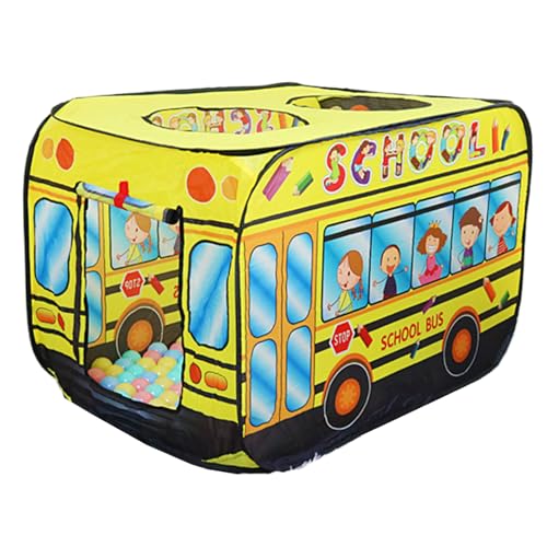Pop-up-Zelt für Kinder, faltbares Schulbuszelt aus Oxford-Stoff mit 3 Öffnungen, 44 x 26 x 30 Zoll großes Pop-up-Spielzelt, Spielhaus für Kleinkinder, Geschenke für Jungen und Mädchen, Schulbusze von SunaOmni