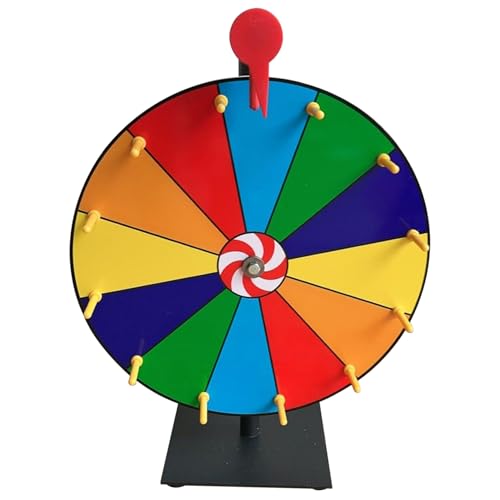 Preisrad, 11, 8 Zoll, Tisch-Glücksrad, 12 Schlitze, DIY-Glücksrad mit Ständer, drehen Sie das Rad mit trocken abwischbarem Marker und Marker für Messen, Karneval, Partys zu Hause, Preisrad-Glücksr von SunaOmni