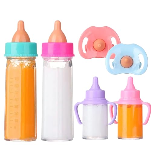 Puppenflaschen mit Schnullern, 6-teilig/Set, simulierte Babyflaschen für Puppen mit verschwindender Milch oder Saft, Zubehör für Rollenspiele, Geschenk für Kinder, Puppenflaschen mit verschwinden Puppenflaschen mit Schnullern, 6-teilig/Set, simulierte Babyflaschen für Puppen mit verschwindender Milch oder Saft, Zubehör für Rollenspiele, Geschenk für Kinder, Puppenflaschen mit verschwinden von SunaOmni