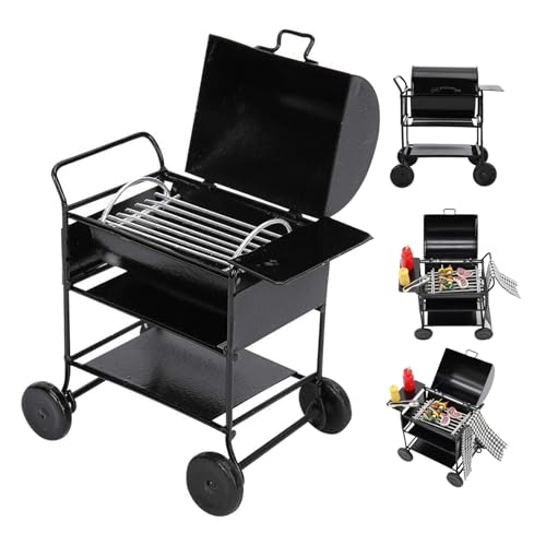 Puppenhaus-Küchenmöbel 1:12 Puppenhaus-Grillset mit Spieß, Steakgewürzflasche, Handtuch, Grillwagen, Zubehör für Kinder, Rollenspiele, Miniatur-Grill Puppenhaus-Küchenmöbel 1:12 Puppenhaus-Grillset mit Spieß, Steakgewürzflasche, Handtuch, Grillwagen, Zubehör für Kinder, Rollenspiele, Miniatur-Grill von SunaOmni