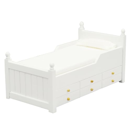 Puppenhausbett mit Schublade, lustig, realistisch, Puppenhausmöbel im Maßstab 1:12, 17, 3 x 9, 9 x 8, 6 cm, kreatives DIY-Puppenbett, Puppenhausmöbel aus Holz, Kindergeschenk, im Maß Puppenhausbett mit Schublade, lustig, realistisch, Puppenhausmöbel im Maßstab 1:12, 17, 3 x 9, 9 x 8, 6 cm, kreatives DIY-Puppenbett, Puppenhausmöbel aus Holz, Kindergeschenk, im Maß von SunaOmni