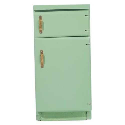 Puppenhausmöbel, Holzspielzeugkühlschrank im Maßstab 1/12, grün, einfache Puppenhausküche im Retro-Stil, Miniatur, empfindlicher Kühlschrank, Modelldekor, realistisches Zubehör, Rollenspiel-Spiel Puppenhausmöbel, Holzspielzeugkühlschrank im Maßstab 1/12, grün, einfache Puppenhausküche im Retro-Stil, Miniatur, empfindlicher Kühlschrank, Modelldekor, realistisches Zubehör, Rollenspiel-Spiel von SunaOmni